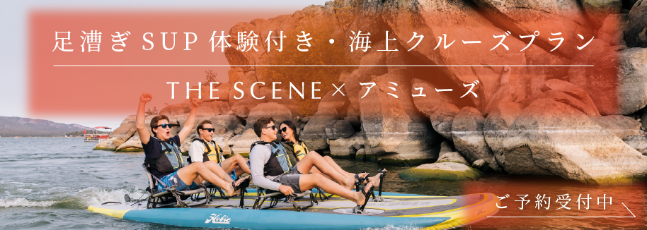 足漕ぎSUP体験付き・海上クルーズプラン THE SCENE✕アミューズ